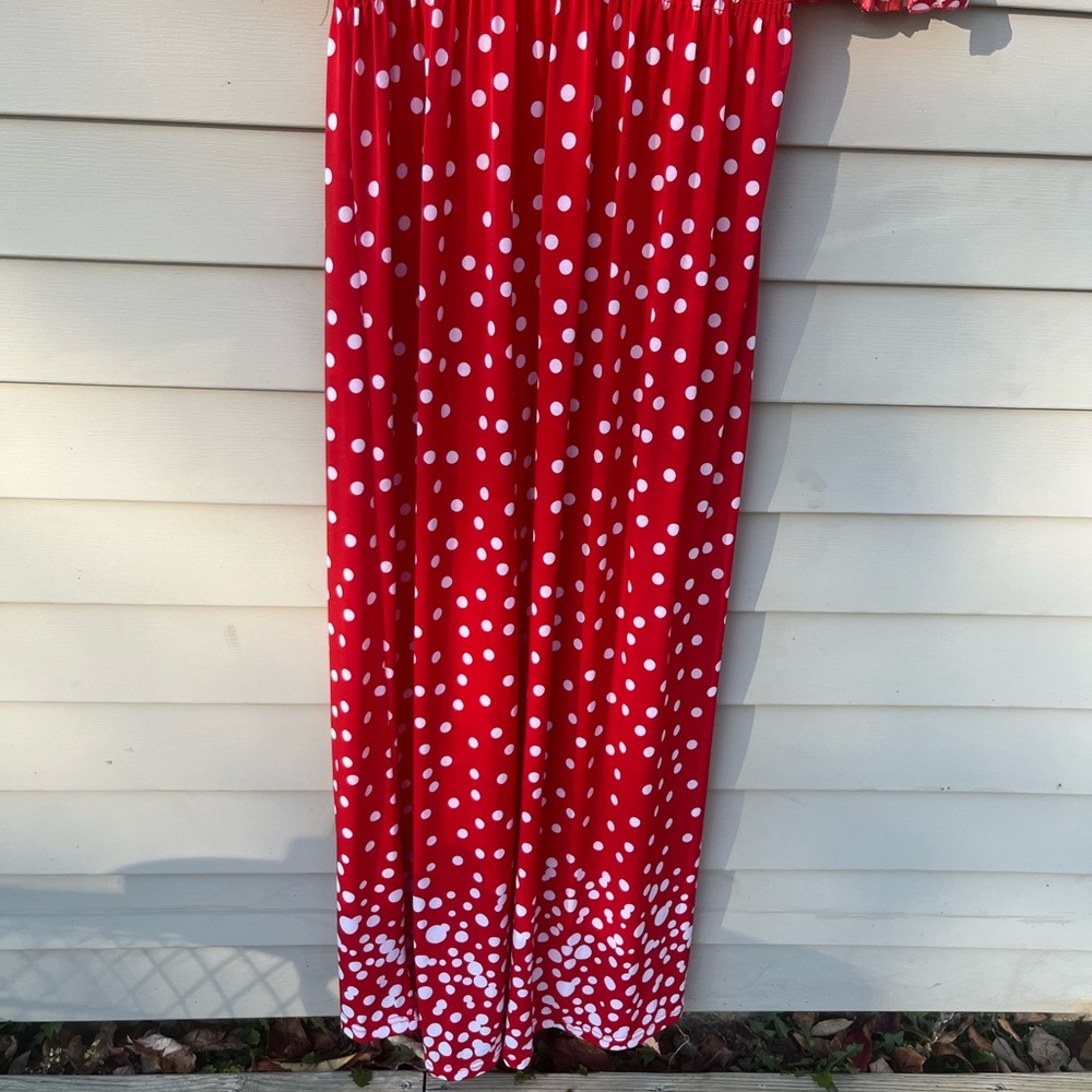 Red Polka-Dot Maxi Dress